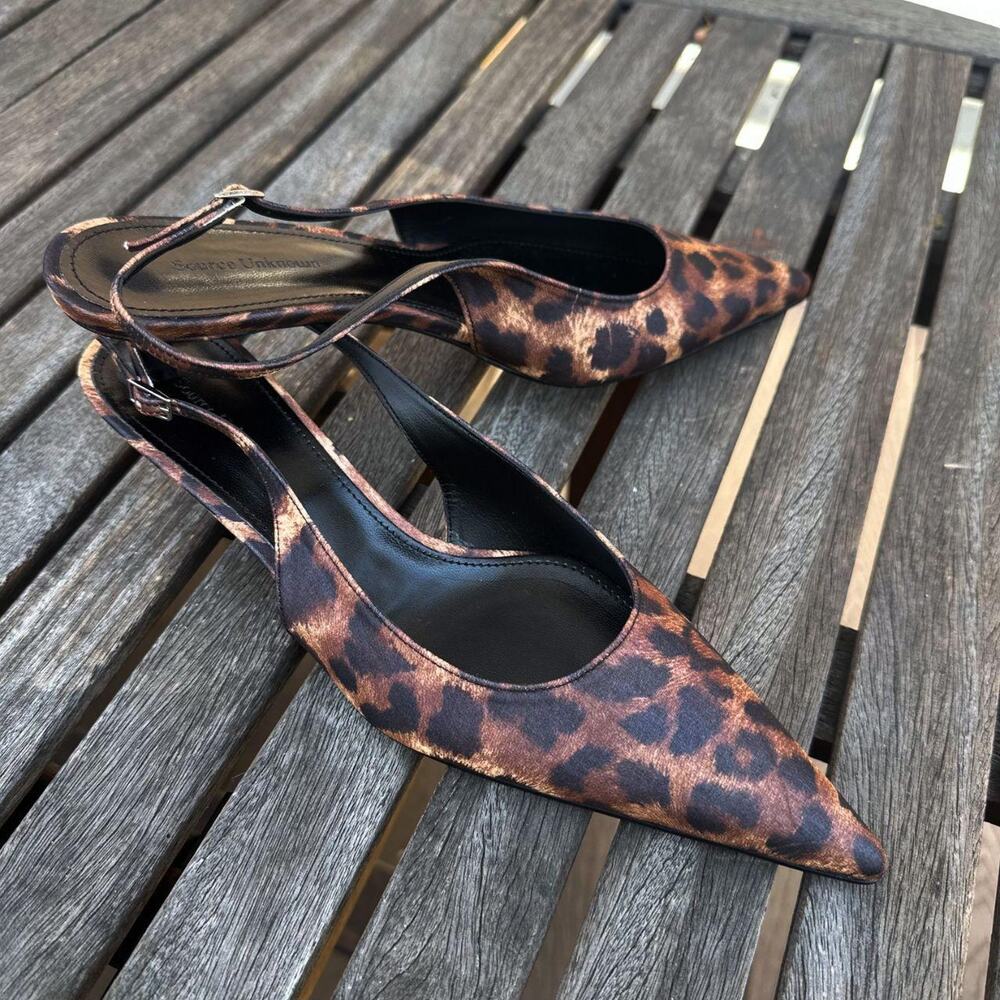 Source Unknown Lafu Leopard Print Satin Slingback… - image 8